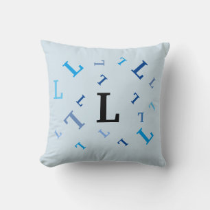 Pillow - Jumbled Letters in Blue Kissen