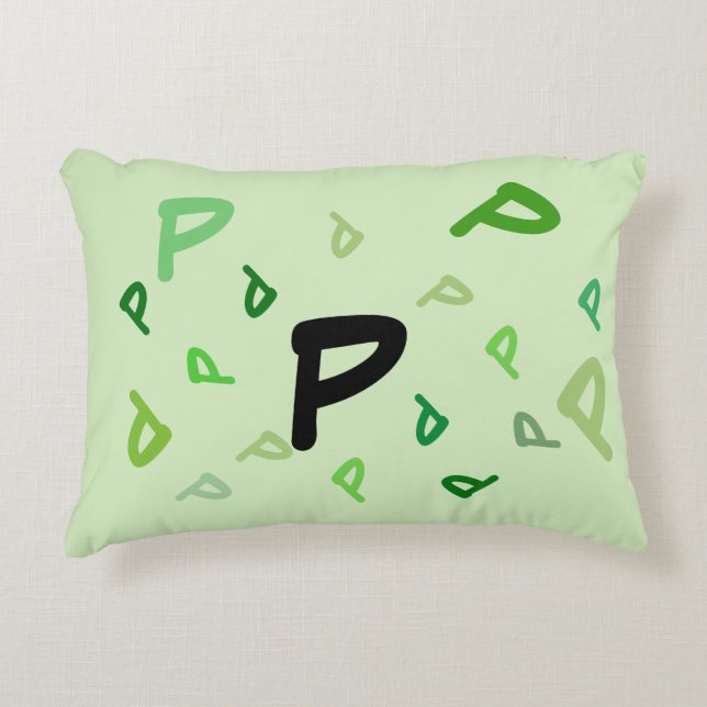 Pillow - Jumbled Letters in Green Dekokissen (Vorderseite)