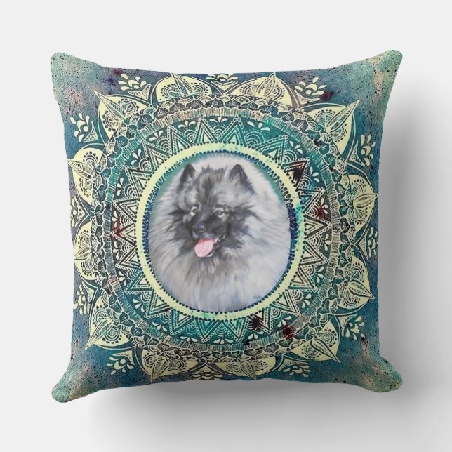 Pillow mit Kees auf bluegreen mandala Kissen (Rückseite)