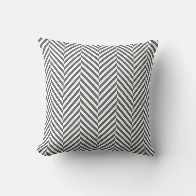PILLOW Modernes Herringbone-Muster silbergrau Kissen (Vorderseite)