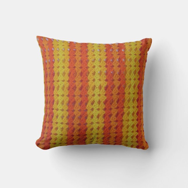 Pillow - orangefarbenes afghanisches Muster Kissen (Vorderseite)
