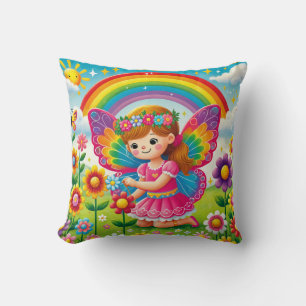 PILLOW - "SMILING FAIRY PICKING FOWERS" KISSEN