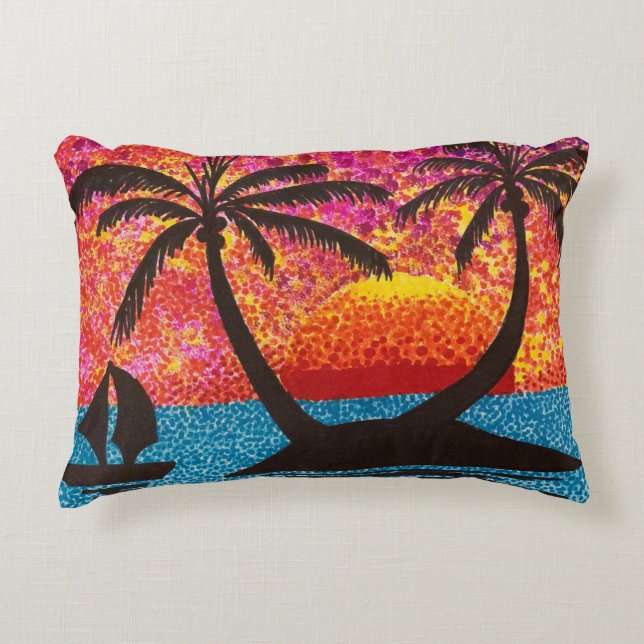 Pillow - Sunset Tropical Island Dekokissen (Vorderseite)