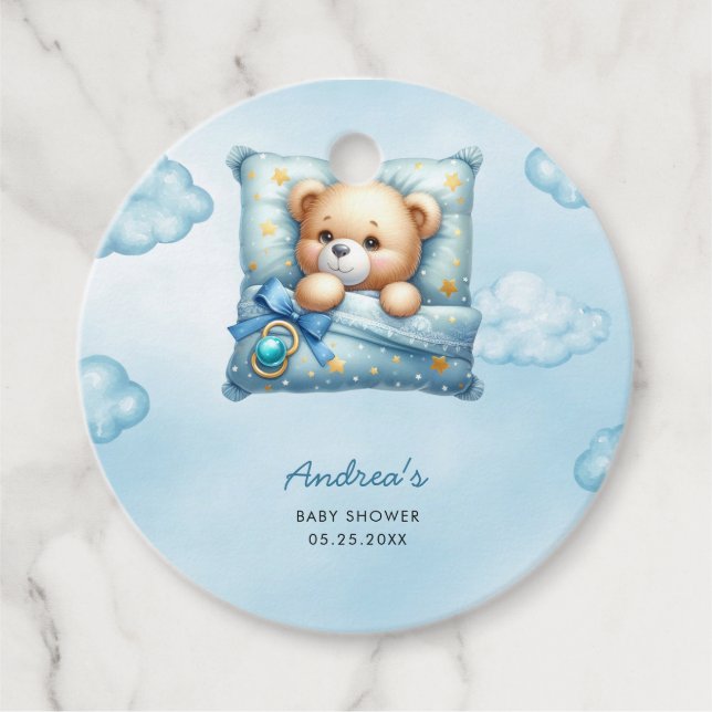 Pillow Teddy Bear Baby Dusche Geschenkanhänger (Vorderseite)