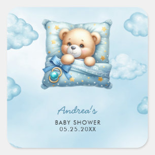 Pillow Teddy Bear Baby Dusche Quadratischer Aufkleber