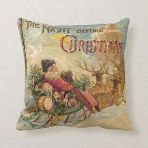 Pillow "The Night before Christmas" Santa Sleigh Kissen