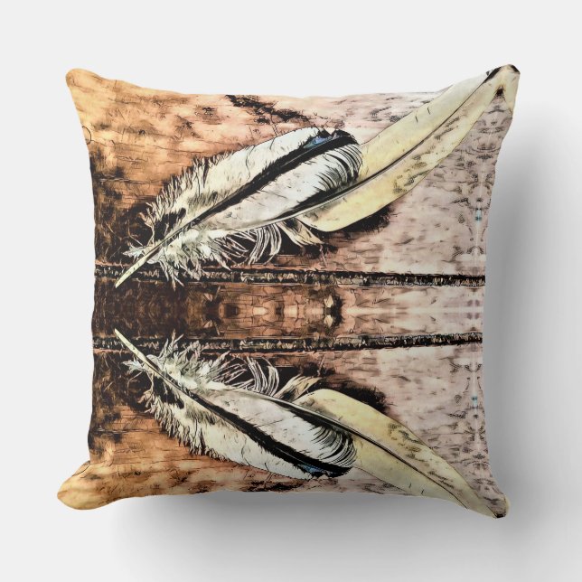 PILLOW ZWEI FEATHERS KISSEN (Vorderseite)