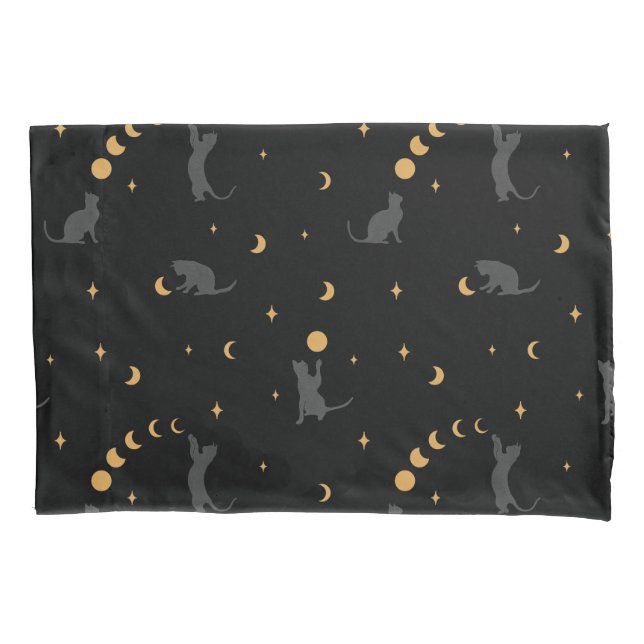 Pillowcase für Katzen und Mond Kissenbezug (Vorderseite)
