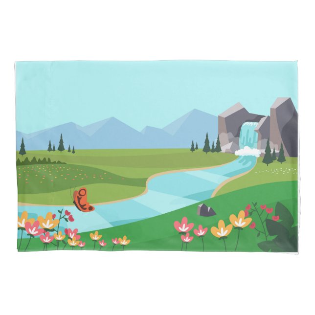 Pillowcase : Sonnenaufgang über dem Rücken Kissenbezug (Vorderseite)