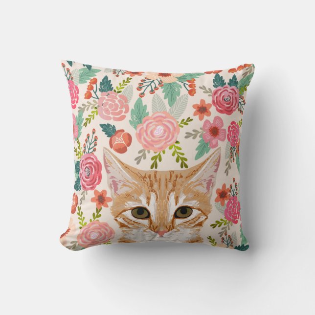 Pillows niedliche Katzenmit blumendame des Kissen (Vorderseite)