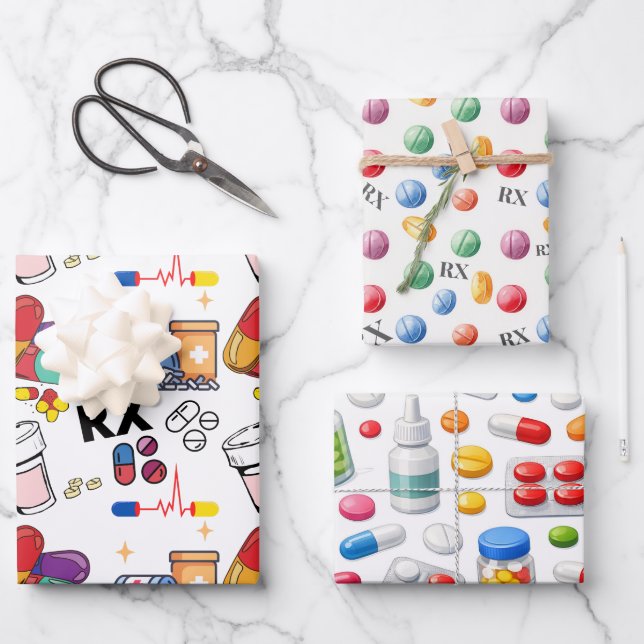 Pills Capsule Medicine Pharmacist Med Student Gift Geschenkpapier Set (Vorderseite)