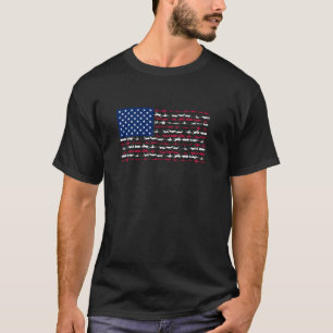 Pilot Airplane American Flag Flugzeug Aviation - U T-Shirt