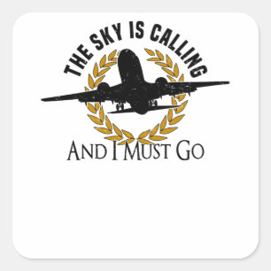 Pilot Airplane Engine Flyer Saying Hobbypilot Quadratischer Aufkleber