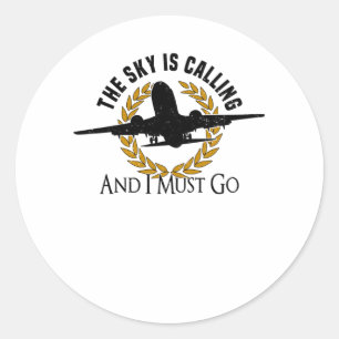 Pilot Airplane Engine Flyer Saying Hobbypilot Runder Aufkleber