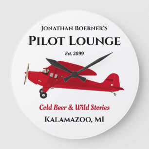 Pilot Aviation Airplane Lounge Pub Bar Sign Große Wanduhr