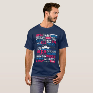 Pilot Aviation Flying Alphabet Airplane T shirt