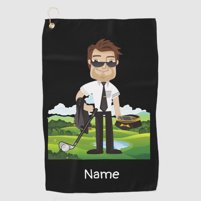 Pilot Aviation Industry Golfer beim Golfball Golfhandtuch (Vorderseite)