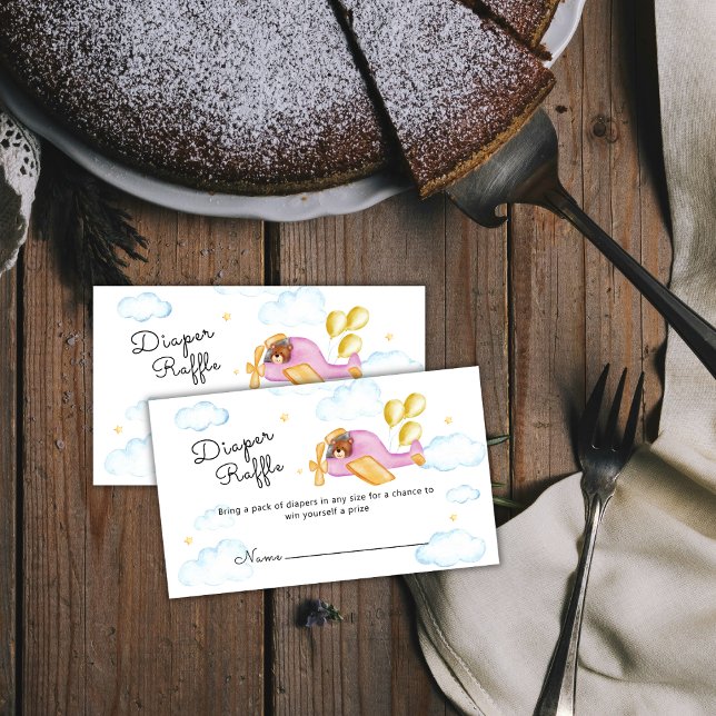 Pilot Bear Airplane Diaper Raffle Baby Shower  Begleitkarte (Pilot Bear Airplane Diaper Raffle Baby Shower Enclosure Card)