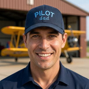 Pilot Dad Blau Aviation Benutzerdefinierter Name R Bestickte Baseballkappe