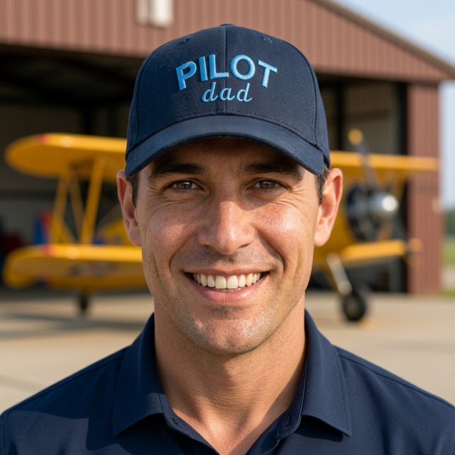 Pilot Dad Blau Aviation Benutzerdefinierter Name R Bestickte Baseballkappe (Von Creator hochgeladen)