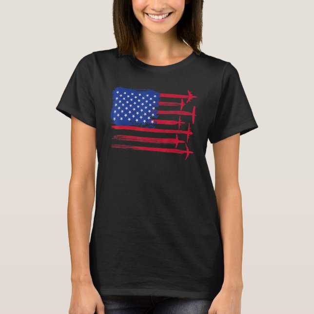 Pilot des amerikanischen Luftfahrzeug-Flaggenflugz T-Shirt (Vorderseite)
