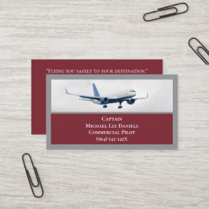 Pilot des Kommerziellen Flugzeugführers von Red Wi Visitenkarte
