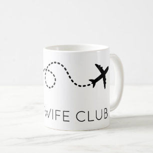PILOT EHEFRAU CLUB Flying Airplane Modernes Schwar Kaffeetasse