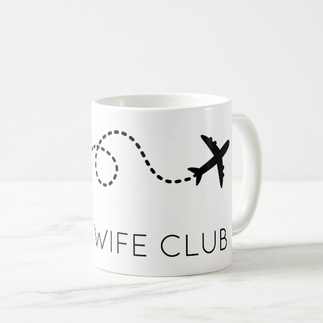 PILOT EHEFRAU CLUB Flying Airplane Modernes Schwar Kaffeetasse (VorderseiteRechts)
