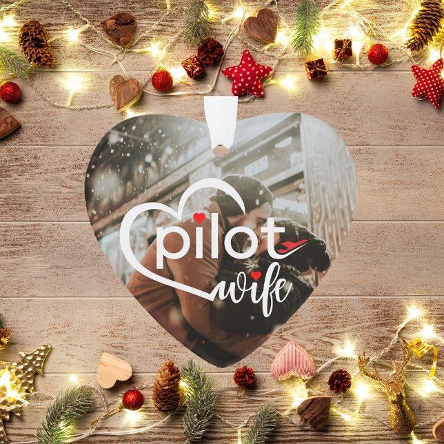Pilot Ehefrau Typografie Herz & Flugzeug, Niedlich Ornament (Von Creator hochgeladen)