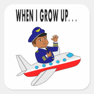 Pilot eines Flugzeugs mit Illustration Quadratischer Aufkleber