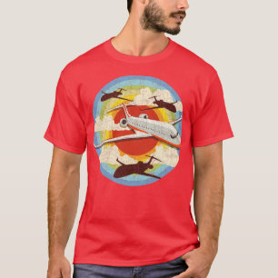 Pilot eines Retro-Flugzeugs mit Vintager Luftfahrt T-Shirt