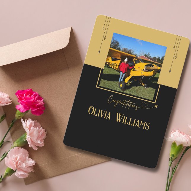 Pilot First Solo Foto, Custom Aviation Card (Von Creator hochgeladen)