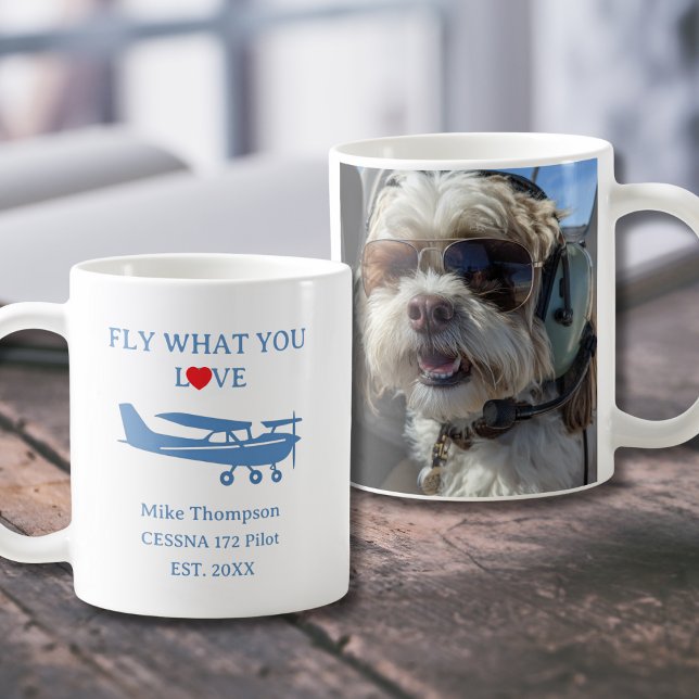 Pilot Fliege Was Du Liebst Foto Blau Personalisier Kaffeetasse (Von Creator hochgeladen)