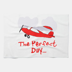 Pilot fliegt rotes Flugzeug Geschirrtuch