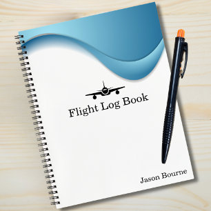Pilot Fluglogbuch Flugzeug Blau Luftfahrt Custo Notizbuch