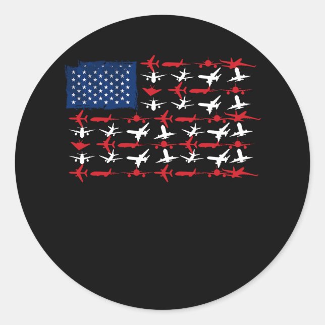 Pilot Flugzeug American Flag Flugzeug Aviation Ind Runder Aufkleber (Vorderseite)