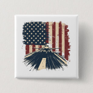 Pilot Flugzeug Amerikanische Flagge Flugzeug Luftf Button