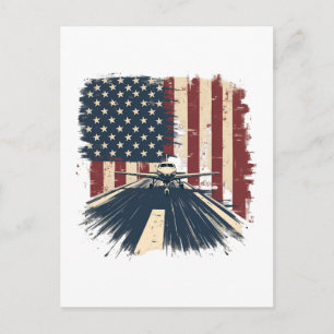 Pilot Flugzeug Amerikanische Flagge Flugzeug Luftf Feiertagspostkarte