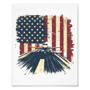 Pilot Flugzeug Amerikanische Flagge Flugzeug Luftf Fotodruck