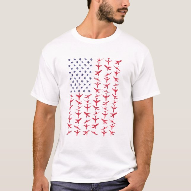 Pilot Flugzeug amerikanisches Flugzeug Luftfahrt T-Shirt (Vorderseite)