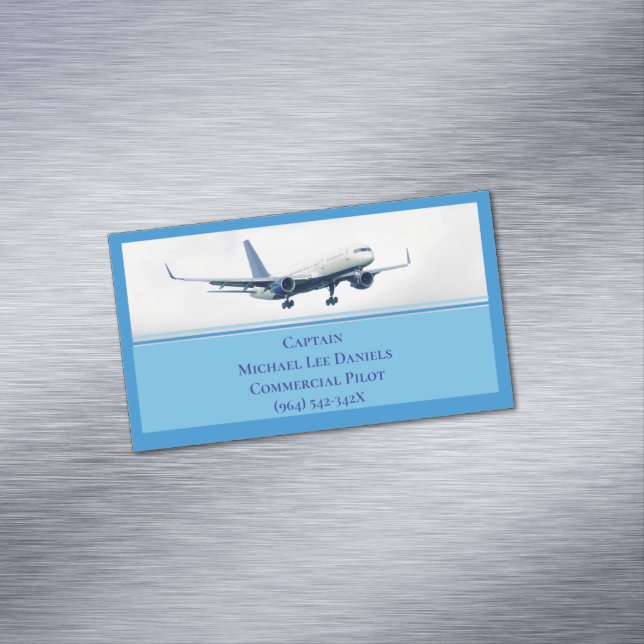 Pilot-Flugzeug des Flugzeugkapitän von Blue Aircra Magnetische Visitenkarte (Beispiel)