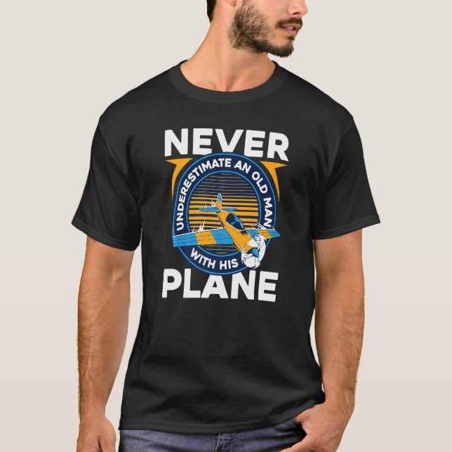 Pilot Flugzeug Flug Alter Mann Premium T-Shirt (Vorderseite)