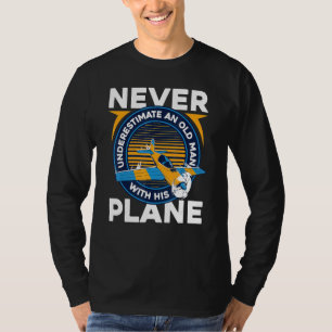 Pilot Flugzeug Flug Alter Mann T-Shirt