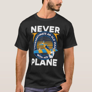 Pilot Flugzeug Flug Alter Mann T-Shirt