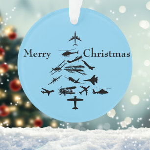 Pilot-Flugzeug-Weihnachtsbaum WW2-Luftfahrt Einfac Ornament