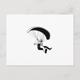Pilot Flying Paraglider Paragliding Mascot Black a Postkarte