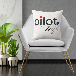 Pilot Frau Typografie, Einfach, Personalisiertes G Kissen