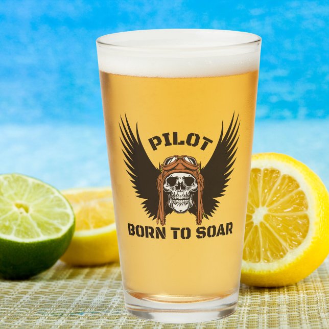 Pilot Geboren zu Sar Skull Wings Cooler Spaß Luftf Glas (Von Creator hochgeladen)