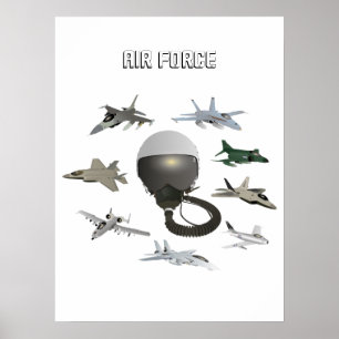 Pilot Helm der amerikanischen Luftwaffe mit Flugze Poster