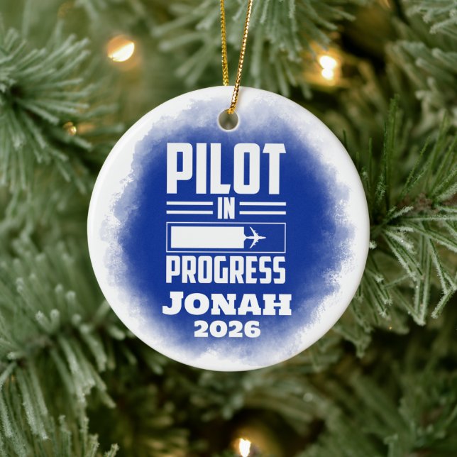 Pilot In Progress Graduation  Keramik Ornament (Baum)